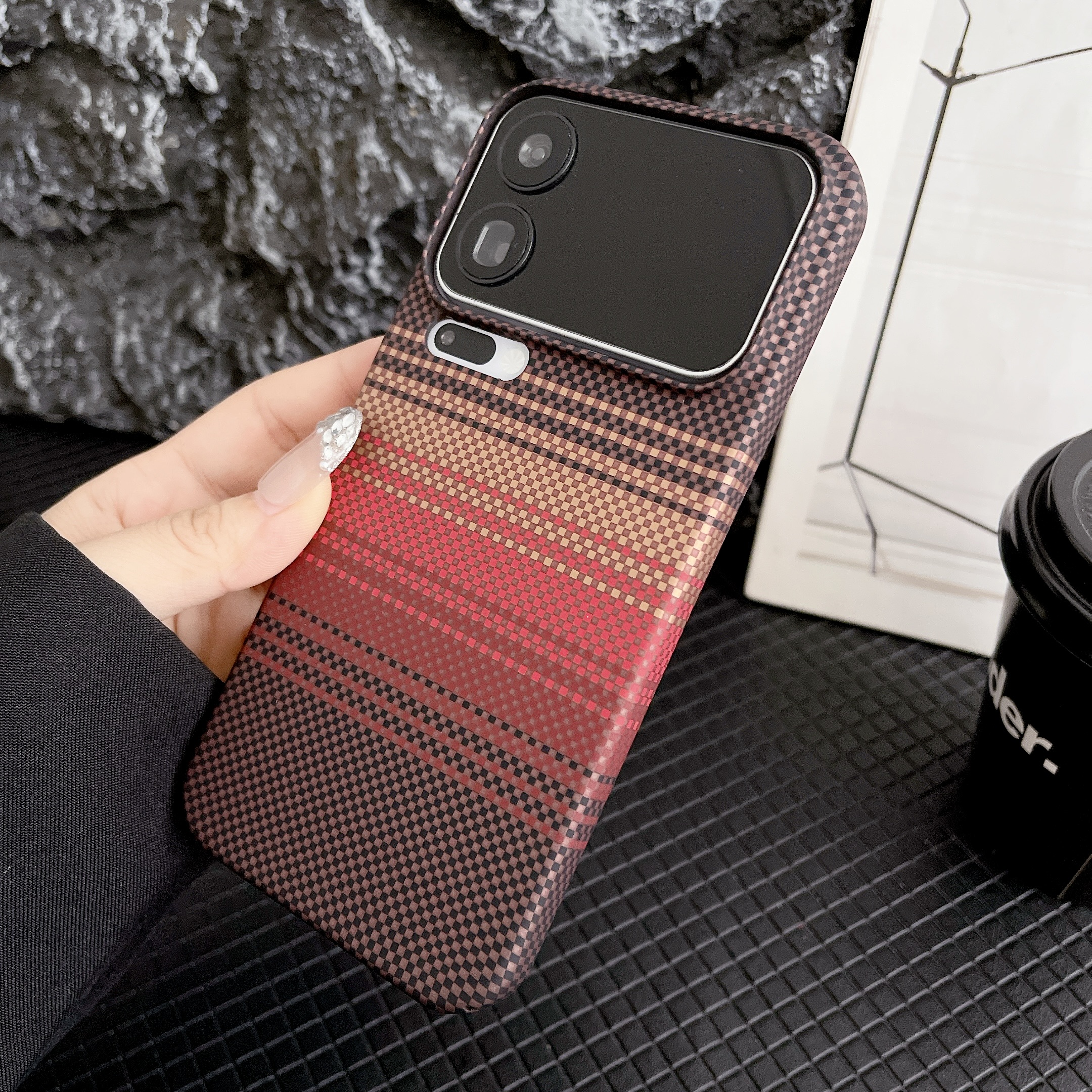 适用小17promax碳纤维纹磁吸手机壳14pro简约拼色小米13超薄15pro