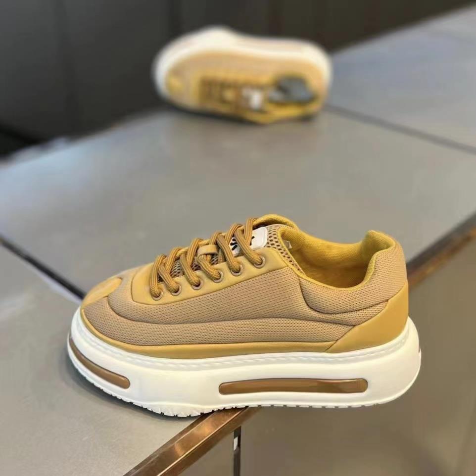 面包鞋男2025新款厚底舒适网布透气百搭抖音快手爆款驼色休闲潮鞋