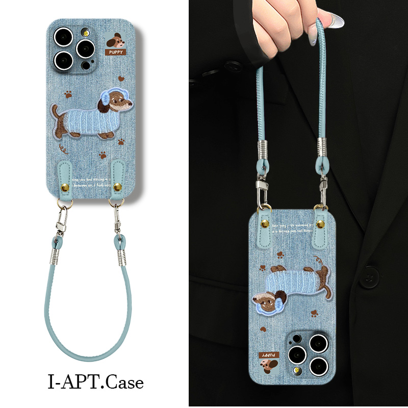 牛仔底puppy小狗菲林软壳适用iPhone苹果手机壳华为oppo小米vivo