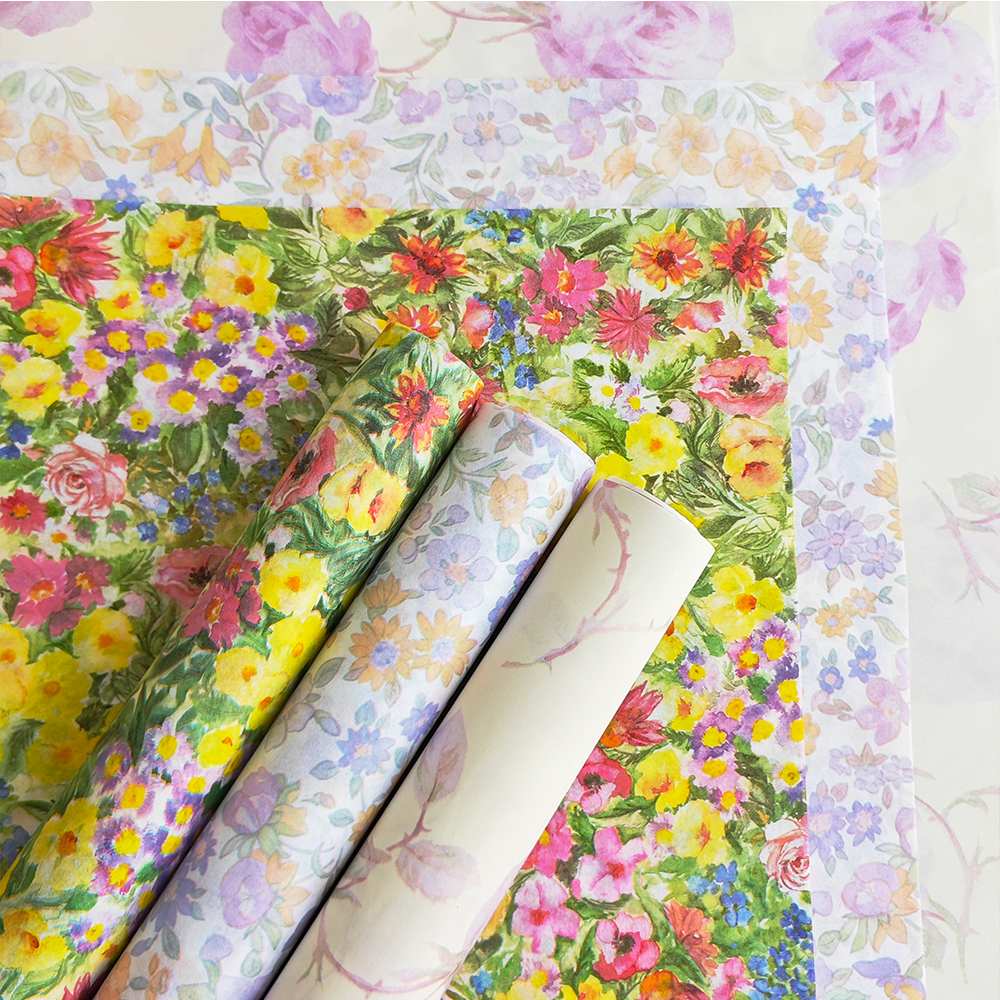 雪梨纸油菜花小花系列复古油画风礼物包花纸花店包装材料