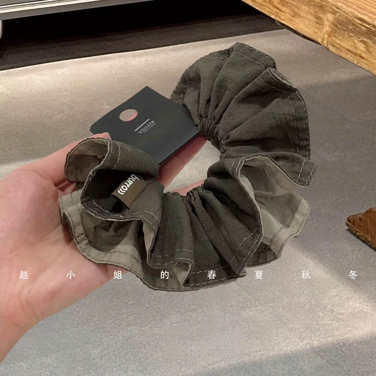 早秋新款韩国发饰韩系冷淡风头饰发绳氛围感荷叶边双层大肠发圈