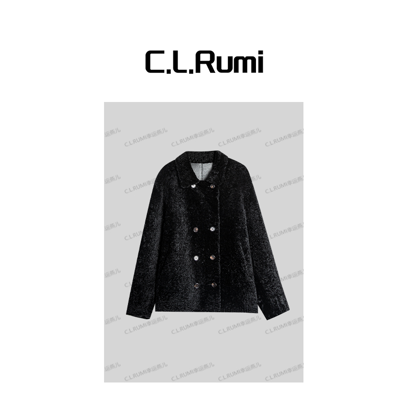 【Rumi精选】“贝多芬之夜” 黑标轻奢水波保暖纹皮毛一体皮草7345wt