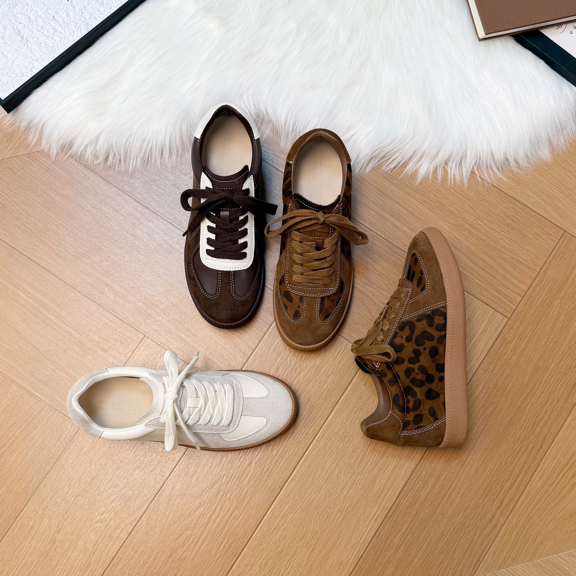 内增高6cm复古德训鞋女2025秋季新款透气休闲板鞋女百搭小白鞋女