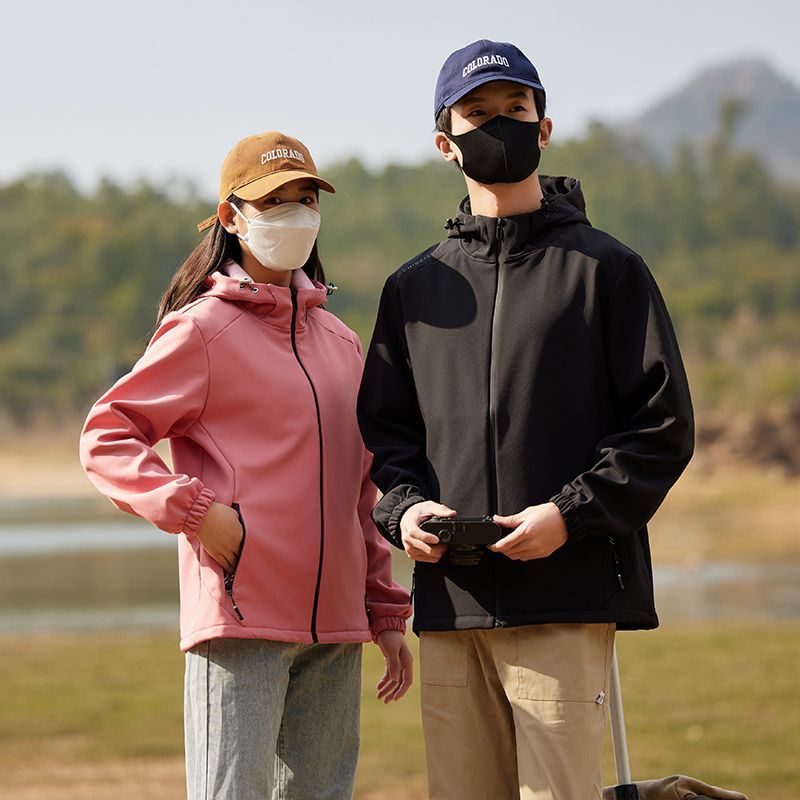 迪卡侬ins【奥莱撤柜】户外软壳冲锋衣男春夏款户外连帽防水防风登