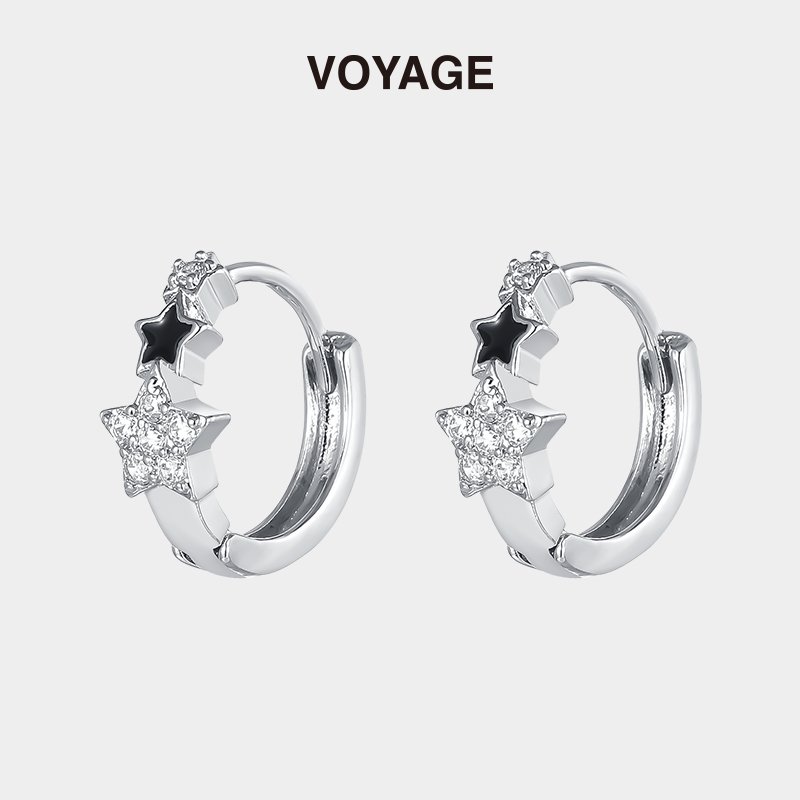 铜合金锆石耳饰 星星耳扣耳环女圈圈耳圈轻奢小众甜酷耳钉耳饰