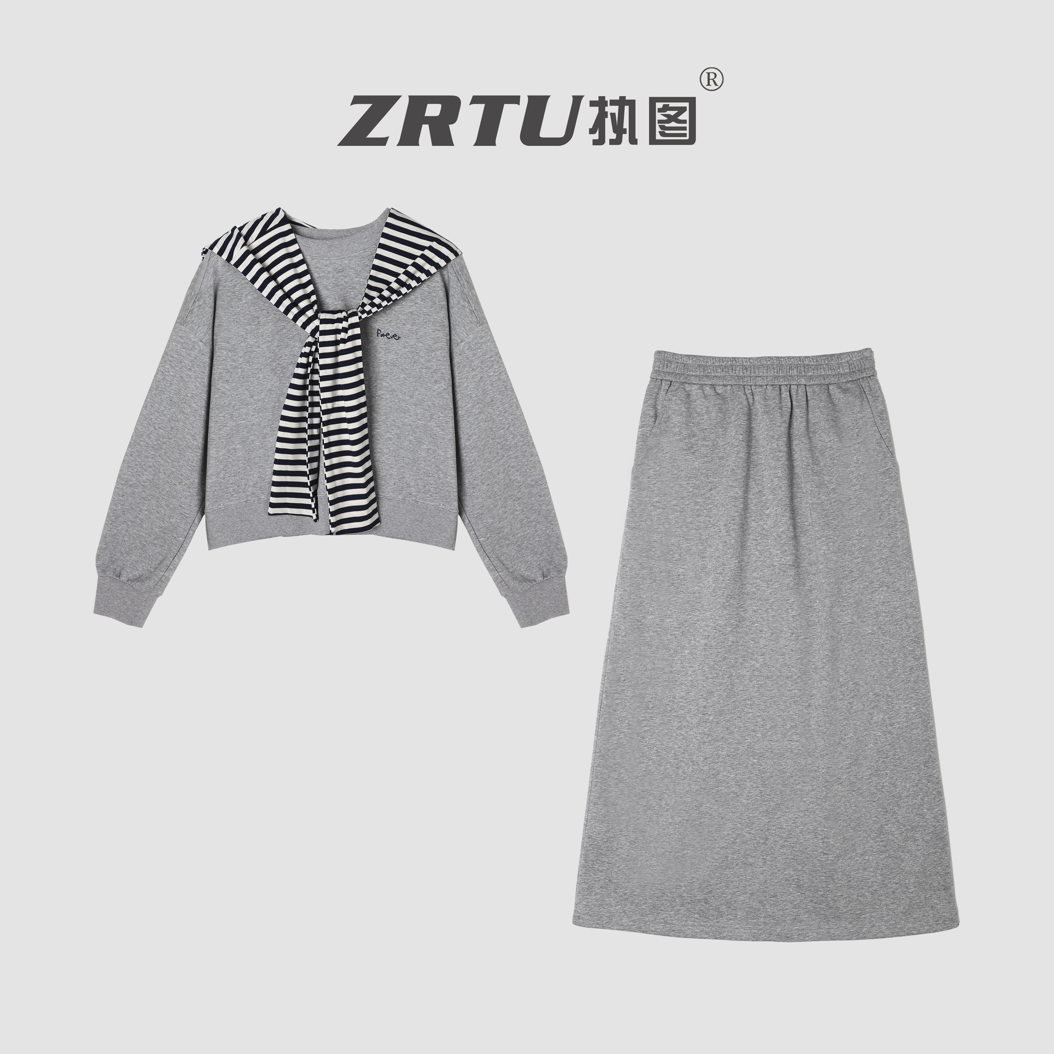 ZRTU/执图2025秋款时尚套装三件套独立披肩长袖运动风