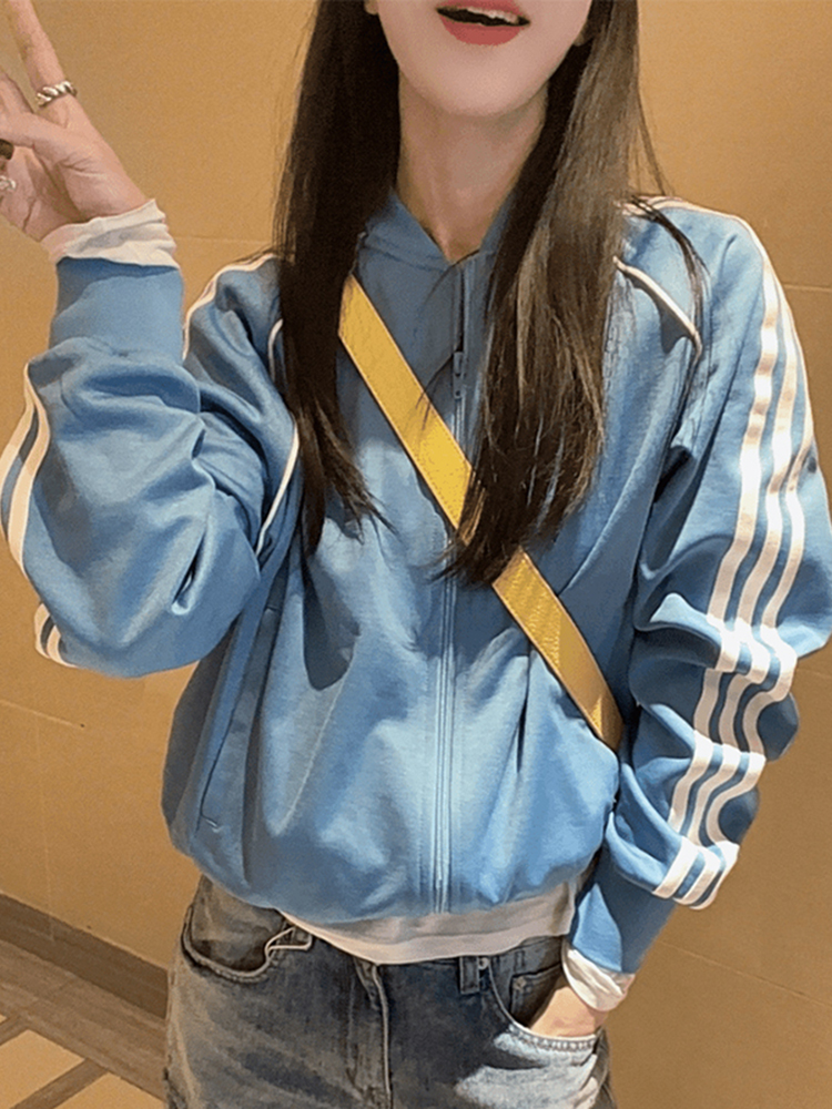 法式小个子洋气高端别致超好看独特漂亮气质显瘦蓝色棒球服外套春