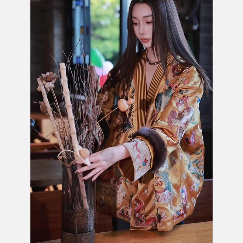 冬季新中式女装国风加厚盘扣显瘦服外套宽松气质领保暖上衣女