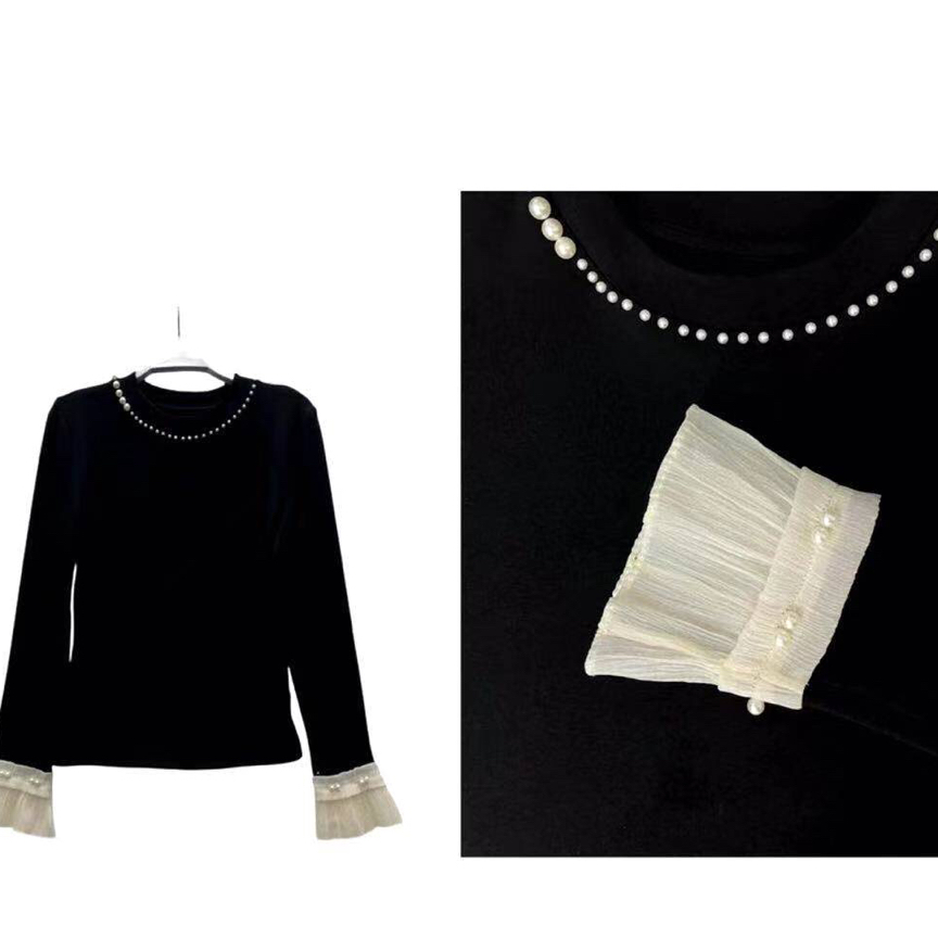 欧洲范丝绒钉珠打底衫2116HJZDQ