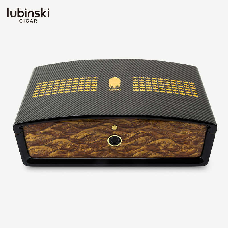 LUBINSKI新款指纹锁雪茄保湿盒钢琴烤漆雪松木高档醇化醒茄箱礼物