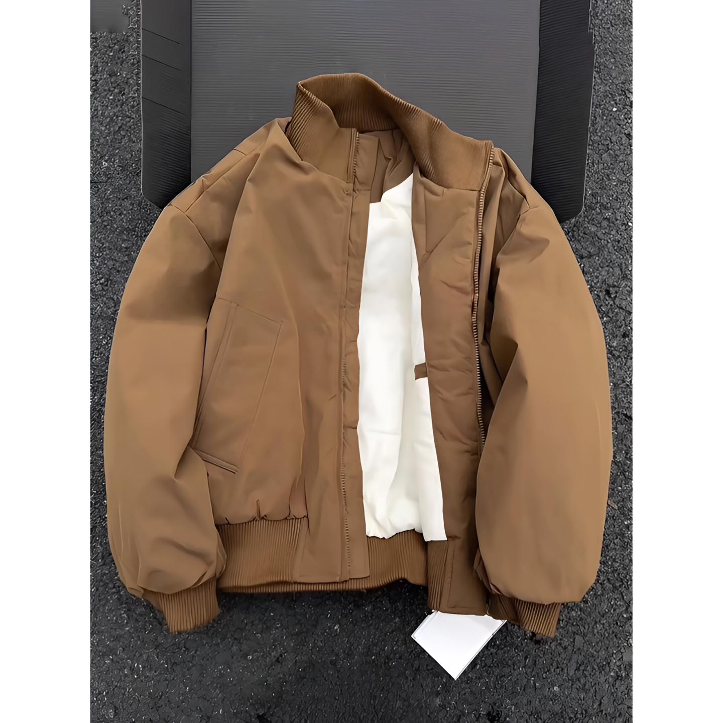 棕色cleanfit飞行夹克男棉服秋冬高级感痞帅短宽boxy廓形立领外套