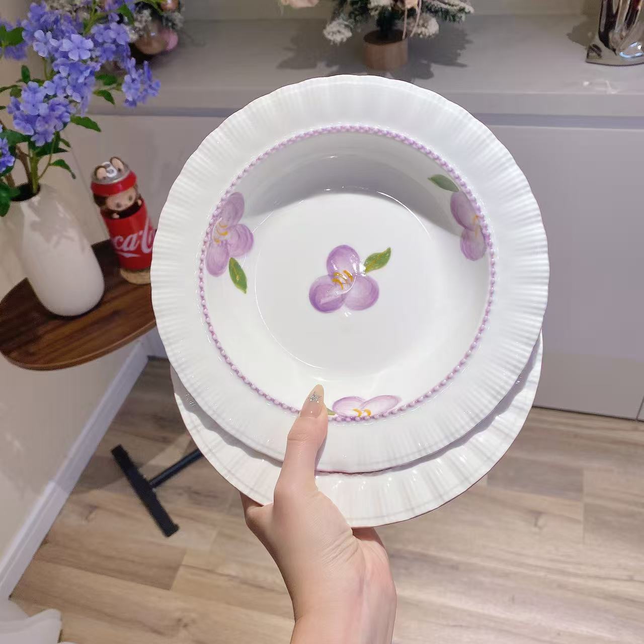 伴花时光8.5英寸草帽盘家用菜盘陶瓷意面高颜值沙拉盘子餐盘