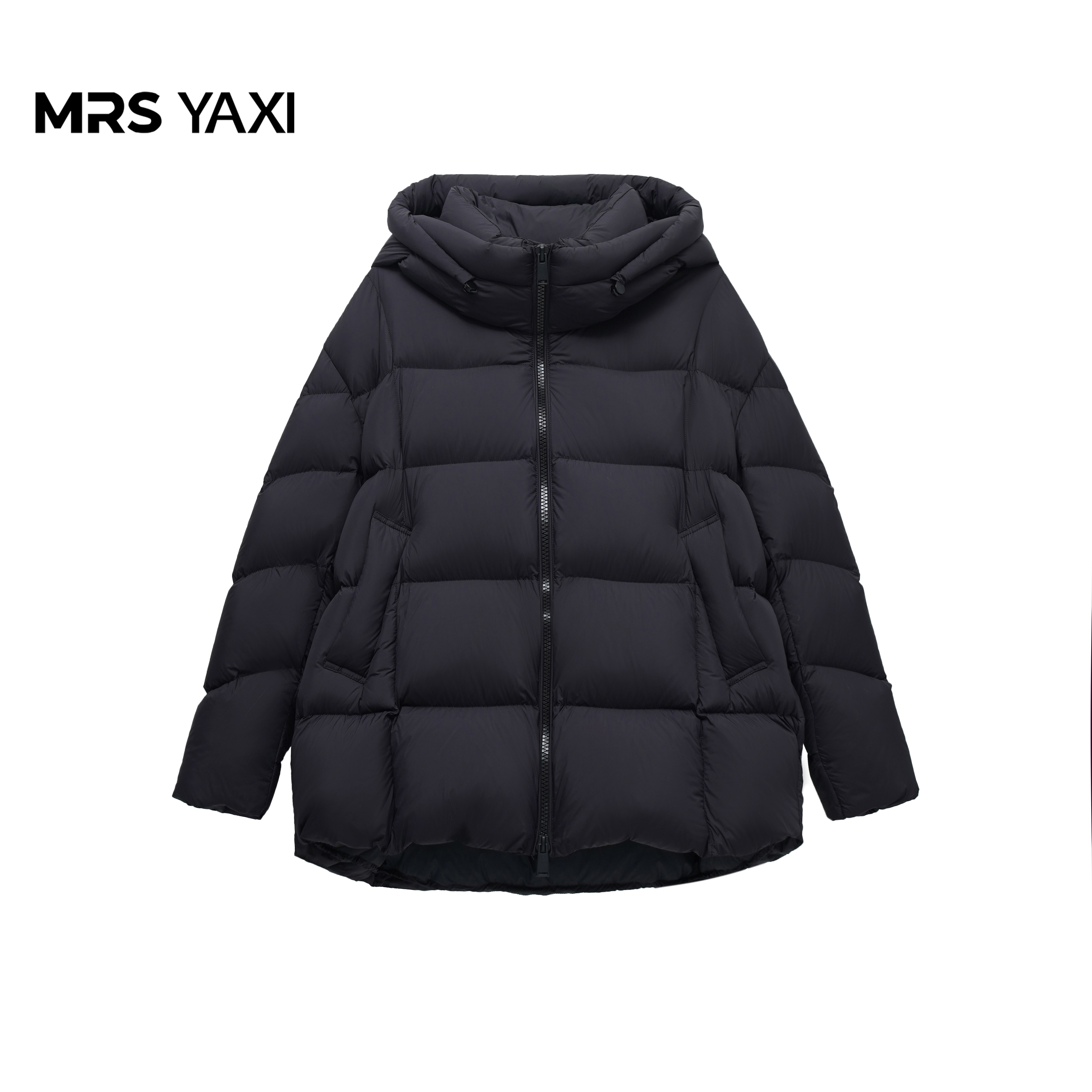 Mrsyaxi轻盈保暖95白鹅绒连帽长款羽绒服YX5093106