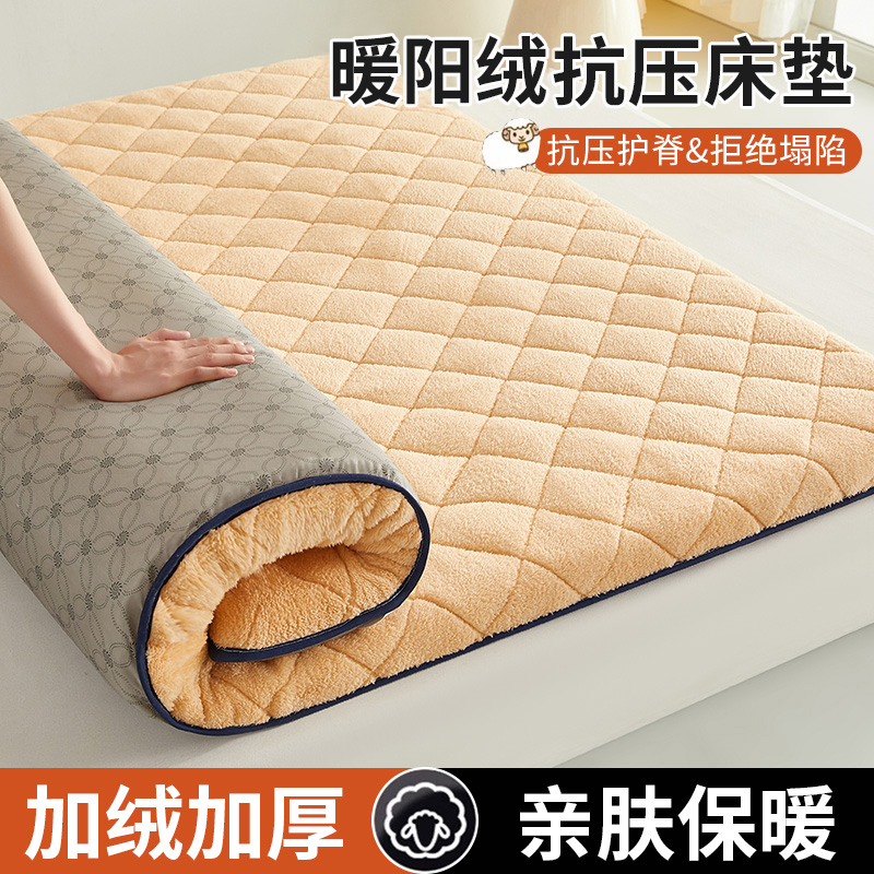 亲肤加绒加厚家用榻榻米床垫单人学生宿舍羊羔绒抗压折叠软垫床褥