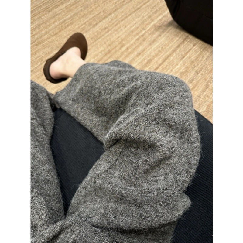 灰色毛呢裤女2025秋冬加绒加厚大码休闲阔腿裤宽松显瘦直筒糯米裤
