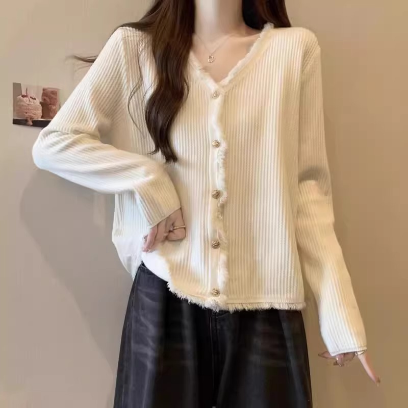 小香风流苏针织毛衣外套女春秋大码胖mm气质显瘦遮肚开衫长袖上衣