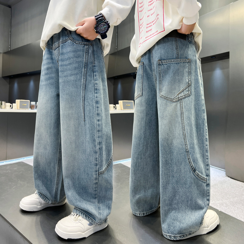 男童牛仔裤宽松春秋2025中大童休闲韩版长裤儿童裤子秋季高腰洋气