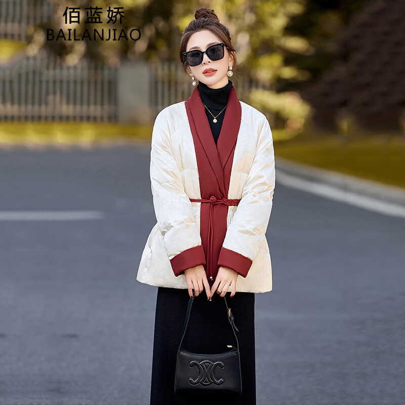 2024年新款冬季新中式国风提花高端洋气收腰羽绒服女高品质超好看