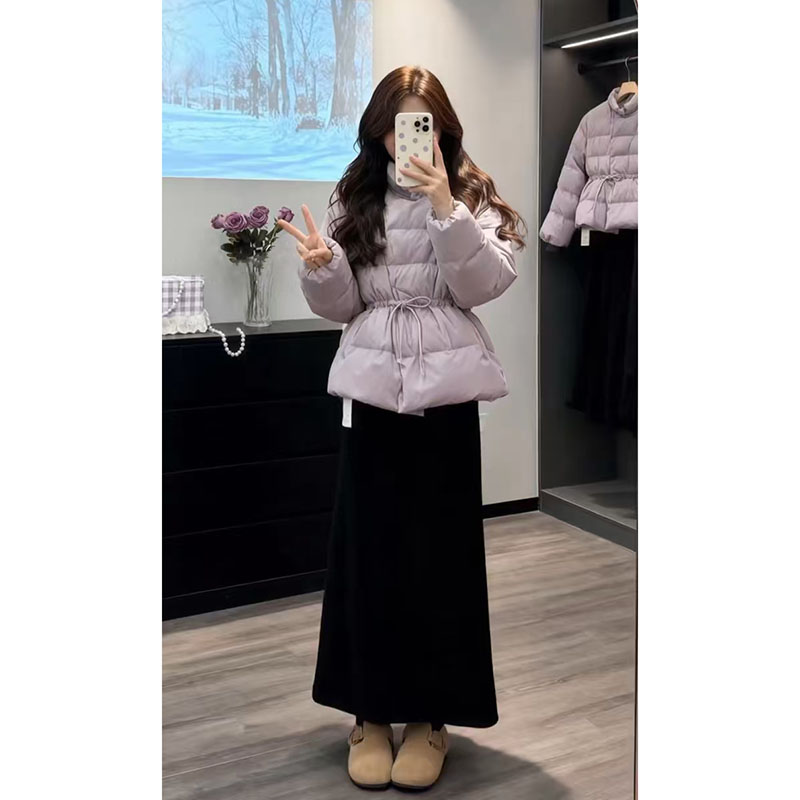 韩系氛围感穿搭冬季2025新款时尚棉服外套百搭半身裙两件套