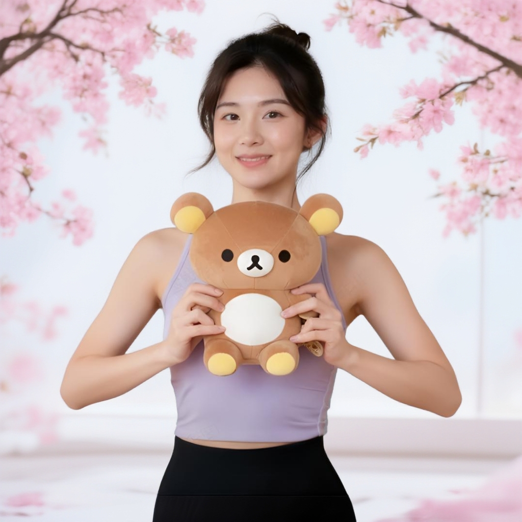 日单正版轻松熊肥仔S系列玩偶手脚带颗粒可作睡觉抱枕可爱小熊