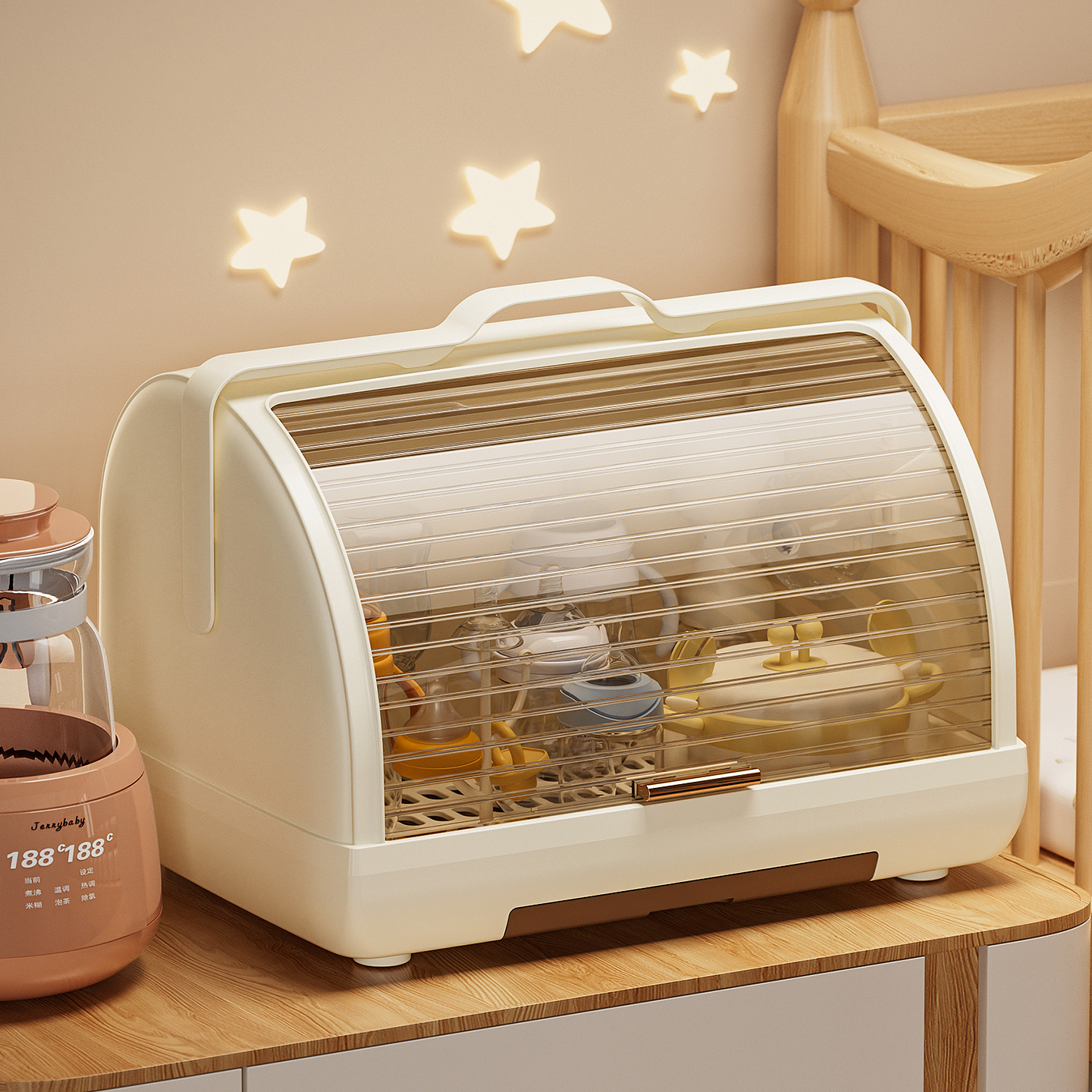 奶瓶收纳盒沥水防尘收纳箱婴儿宝宝餐具辅食工具晾干沥水架置物架