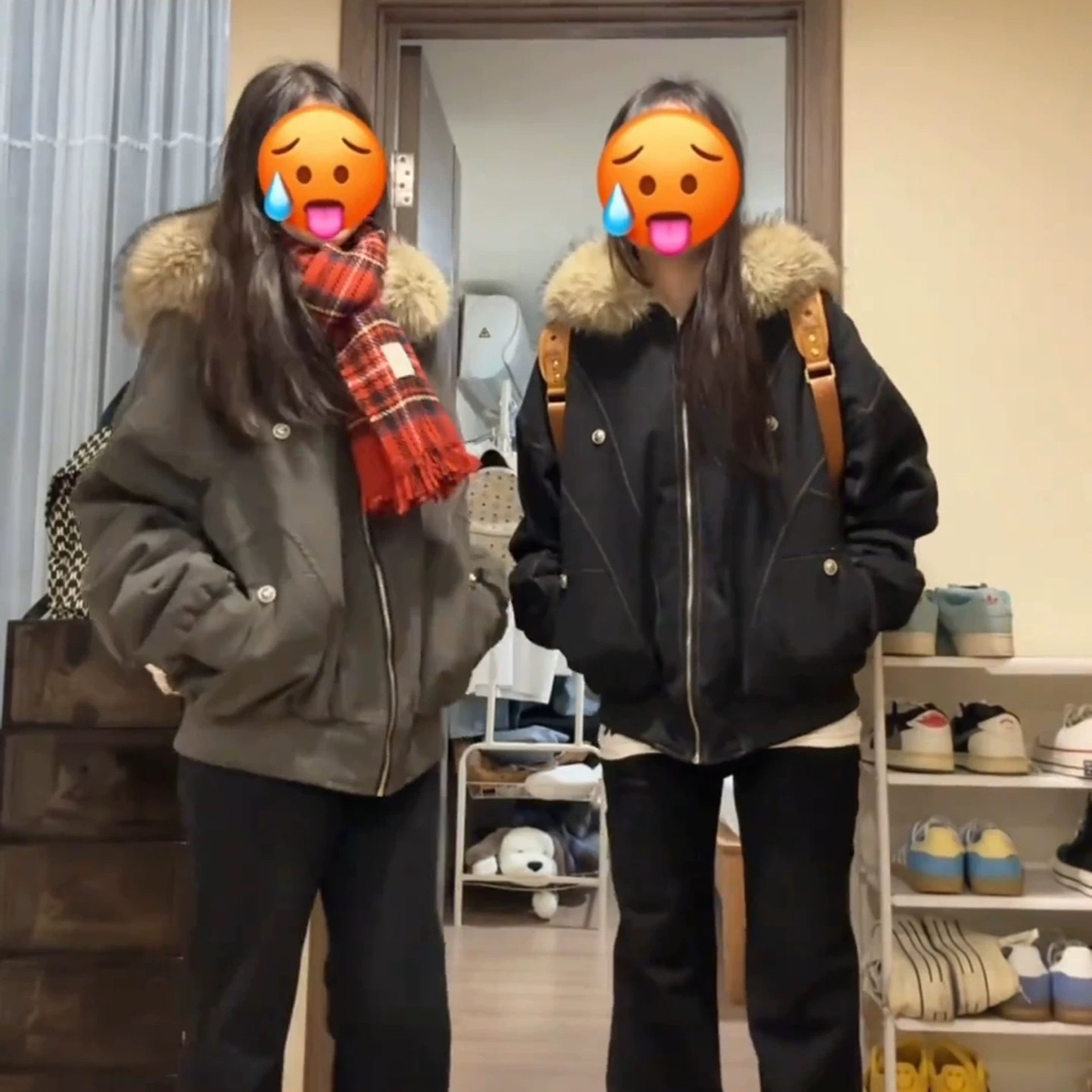 国潮座山雕外套女2025新款仿兔毛外套冬装派克服cleanfit短款棉衣