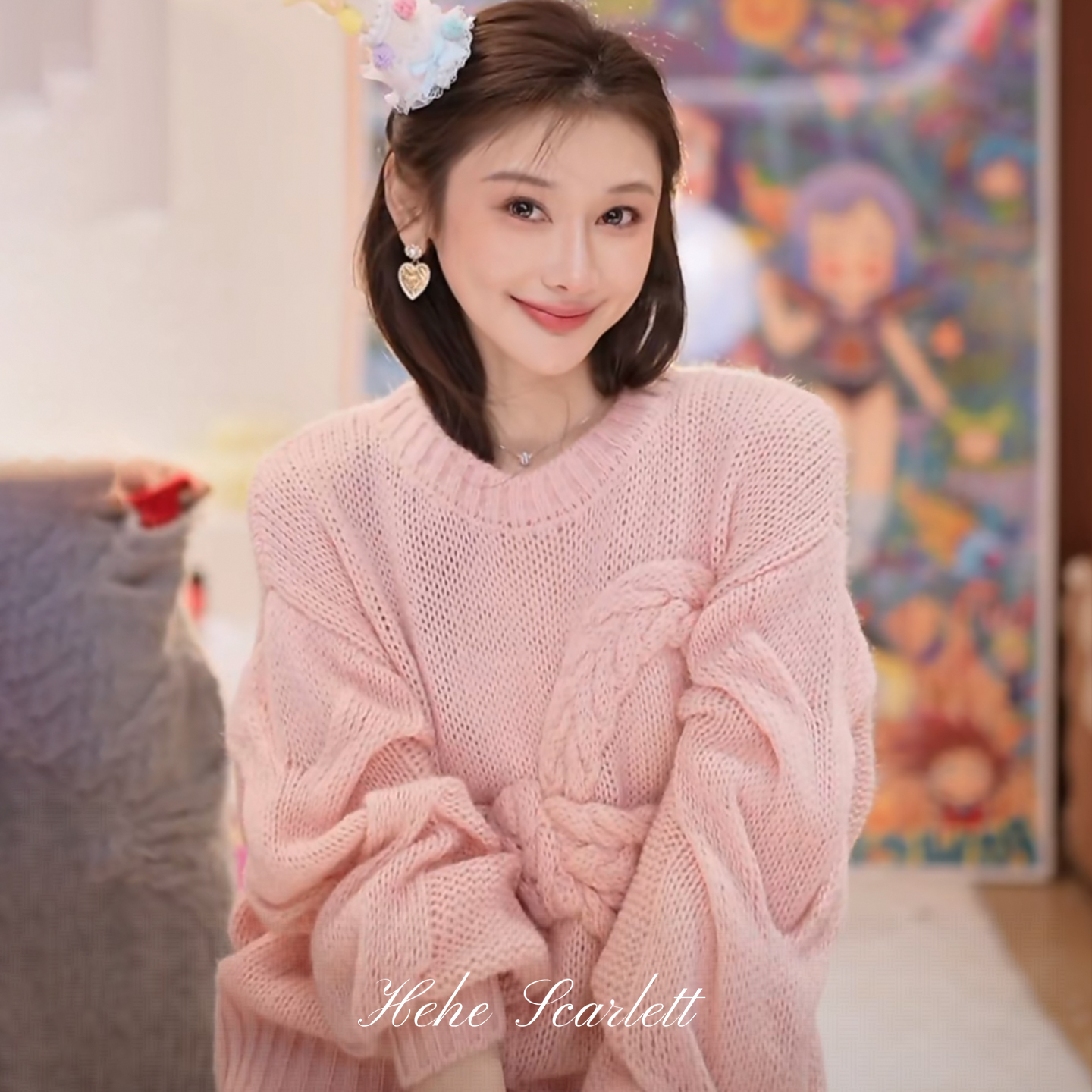 【12/18上新】厚织立体蝴蝶结 马海毛绵羊毛韩系宽松廓形圆领毛衣