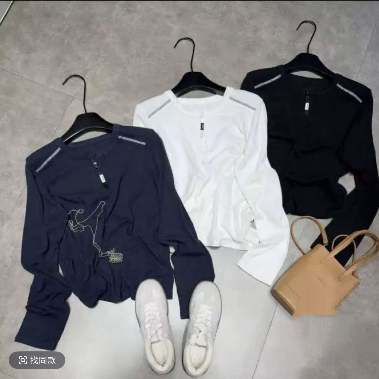 2025秋季新款时尚半拉链设计感圆领显瘦百搭气质长袖女上衣6836