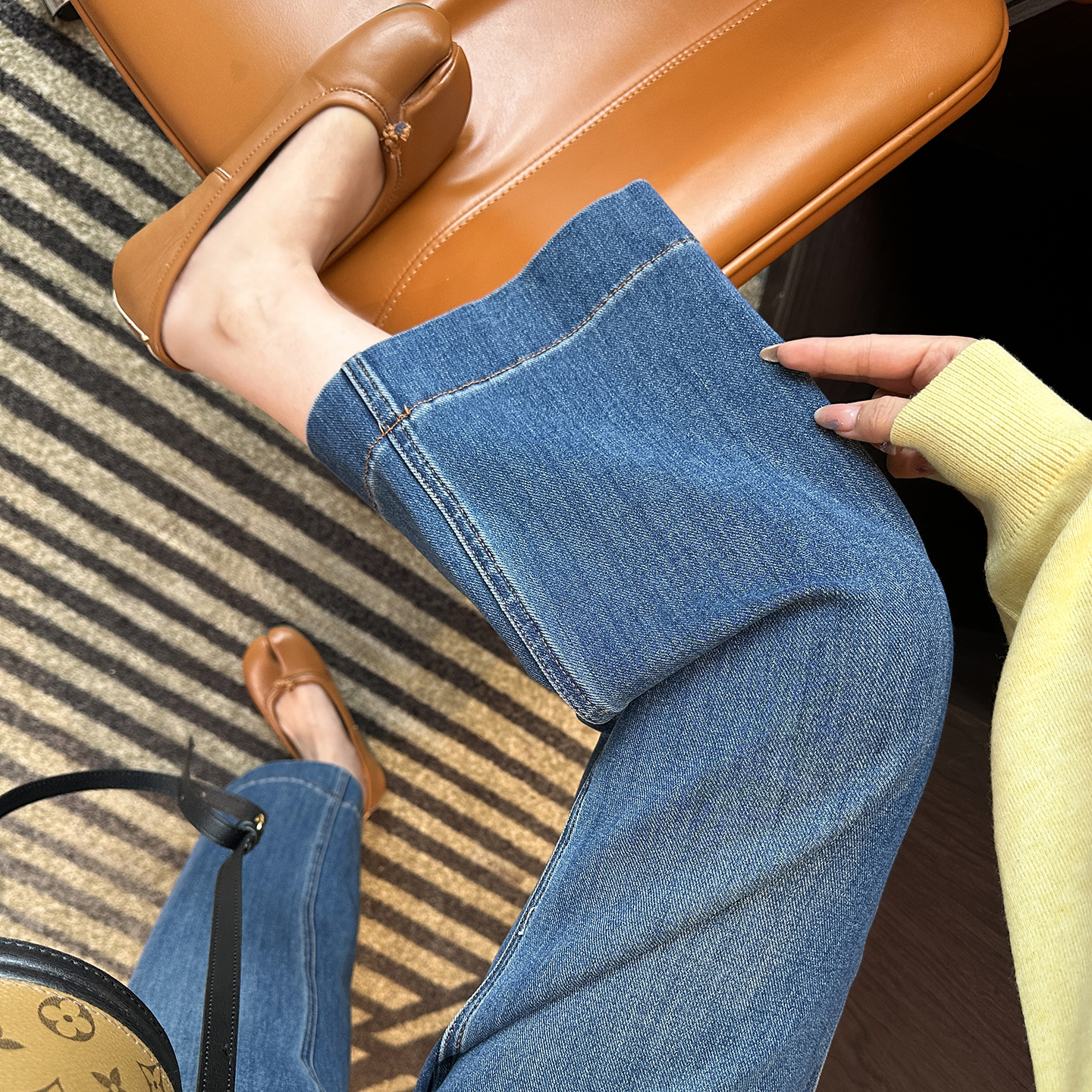 梨型必入！口碑款~四面弹窄版九分直筒牛仔裤女秋季新款显瘦阔腿裤