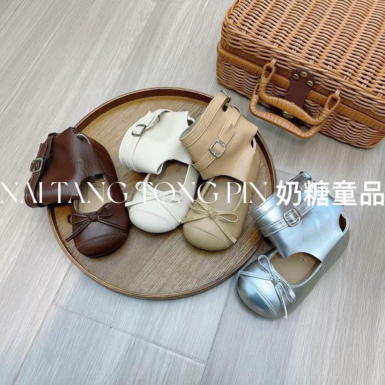 【可可咖啡】新款女宝玛丽珍鞋韩版芭蕾风蝴蝶结女童复古时尚堆堆靴