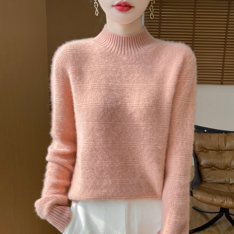 100%纯羊毛衫女加厚毛衣秋冬季2025新款半高领时尚针织百搭打底衫