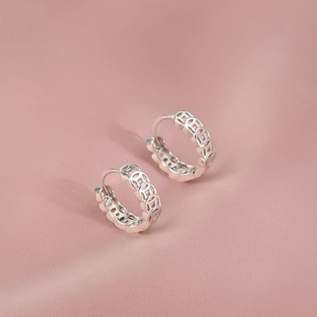 招财钱币耳环女耳扣2025爆款潮转运钱多多耳扣耳钉