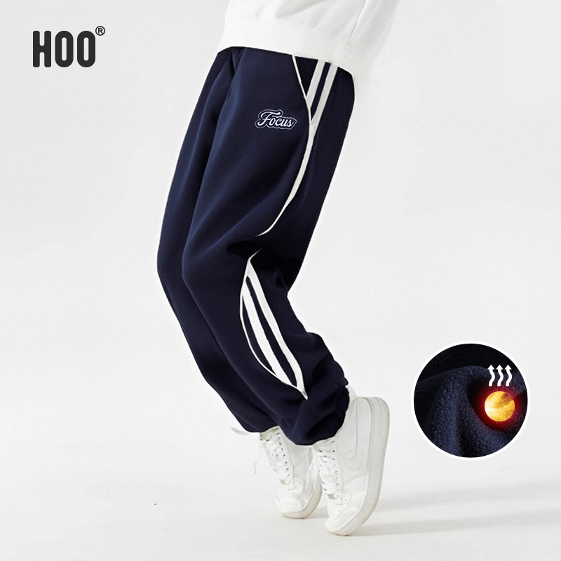 HOO双面摇粒绒男童运动裤冬季长裤束脚裤潮流青少年青少年裤子