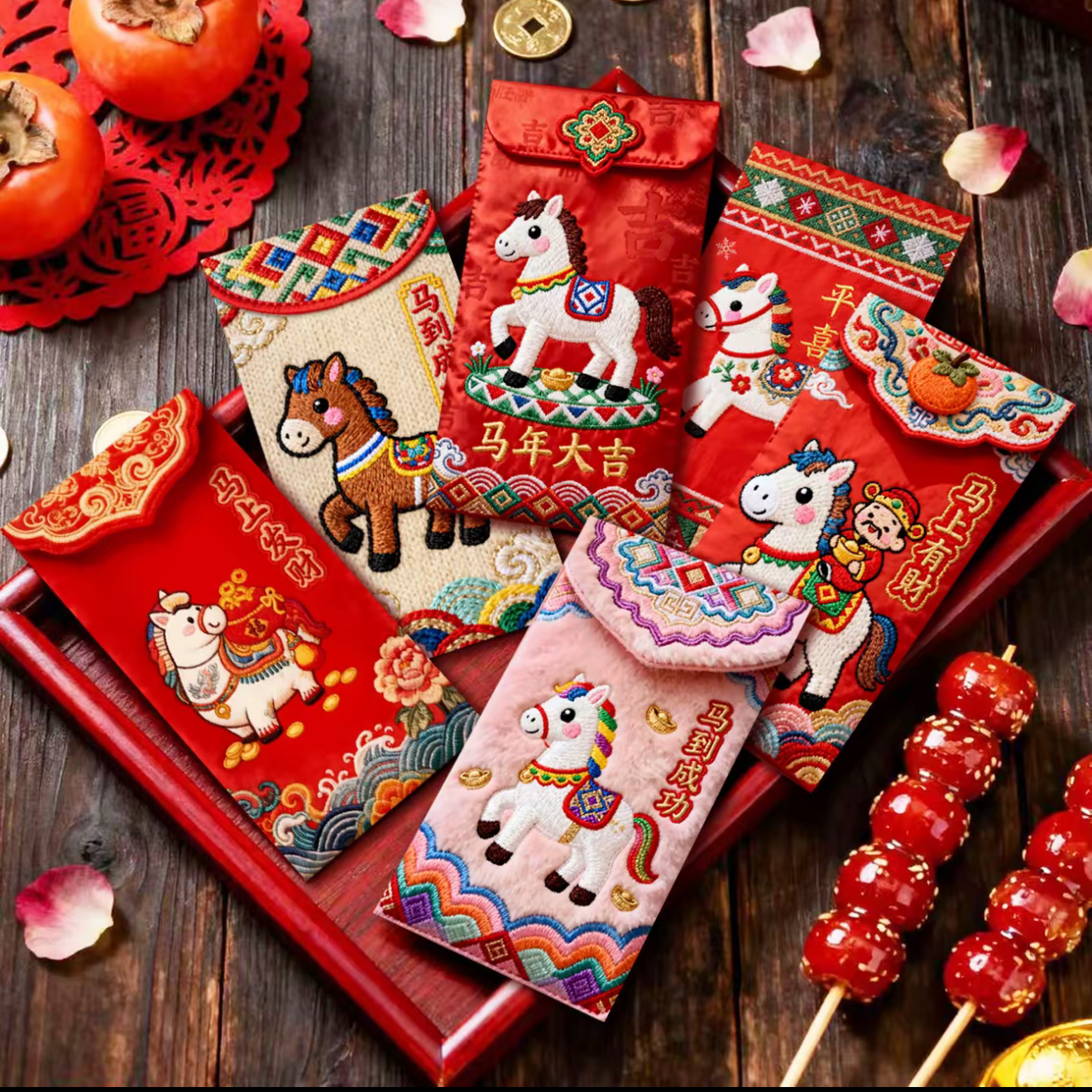 2026马年可爱卡通立体刺绣风格创意马年中式新年压岁利是封红包