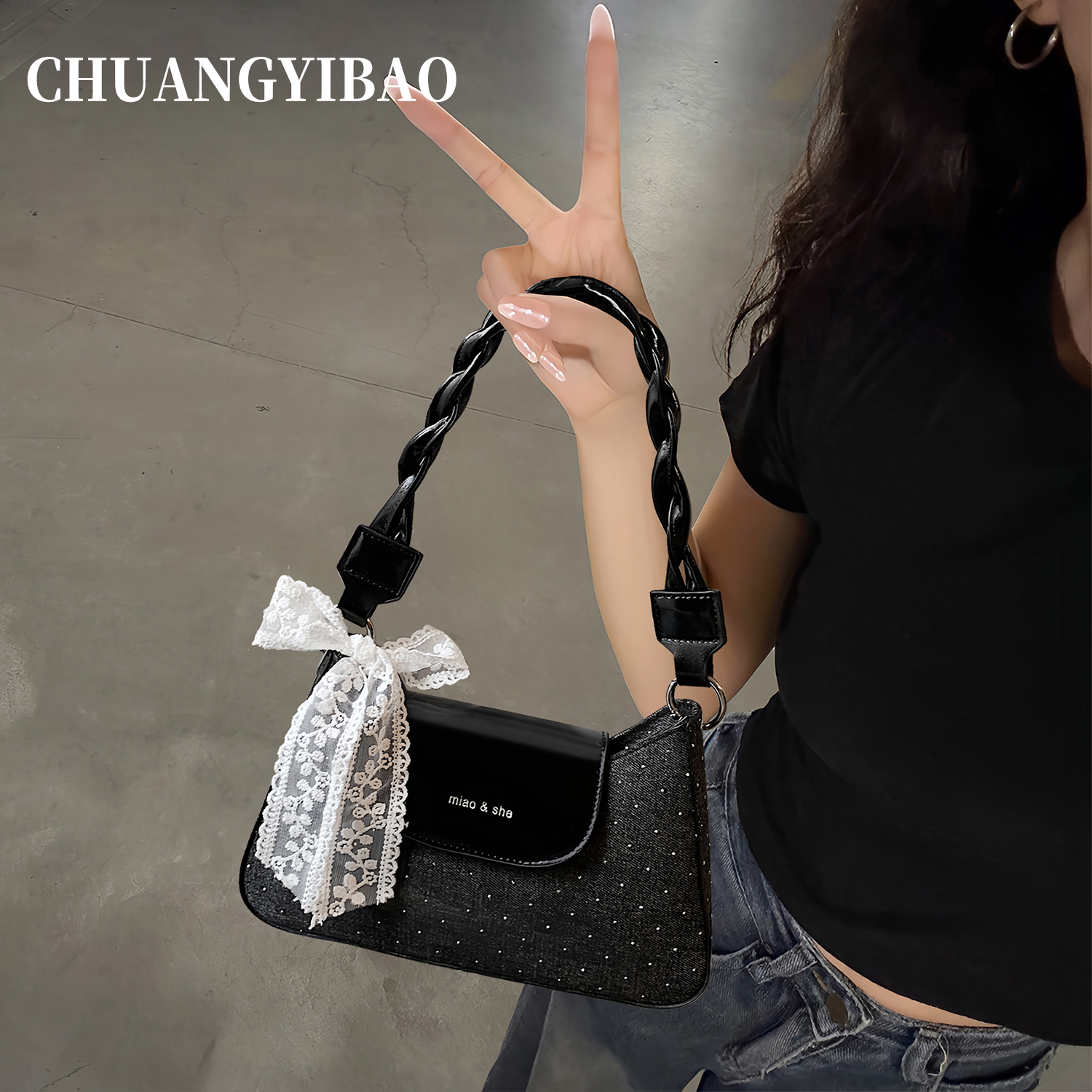 高级质感牛仔腋下包包女式2025新款潮时尚百搭通勤休闲单肩斜挎包