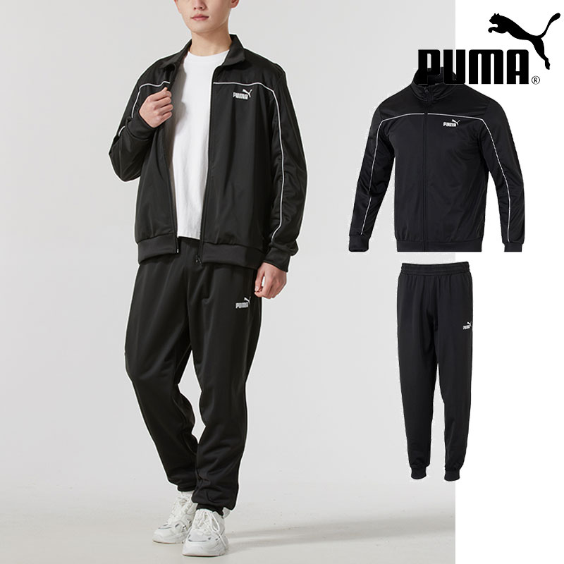 PUMA彪马健身运动套装男2025新款黑色夹克外套休闲收口长裤687653