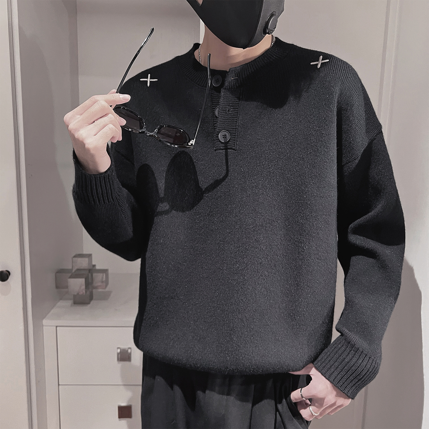 冬季加厚毛衣男士2025新款百搭宽松圆领针织打底衫高级感内搭上衣