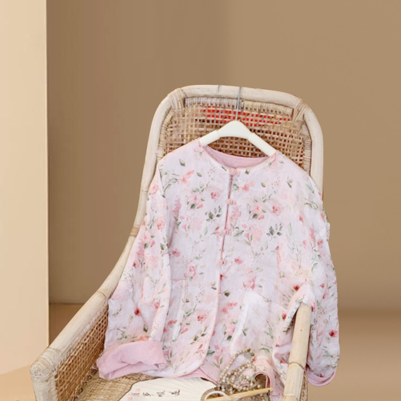 新中式改良双面穿外套女今年流行穿搭新款印花衬衣国风设计感上衣