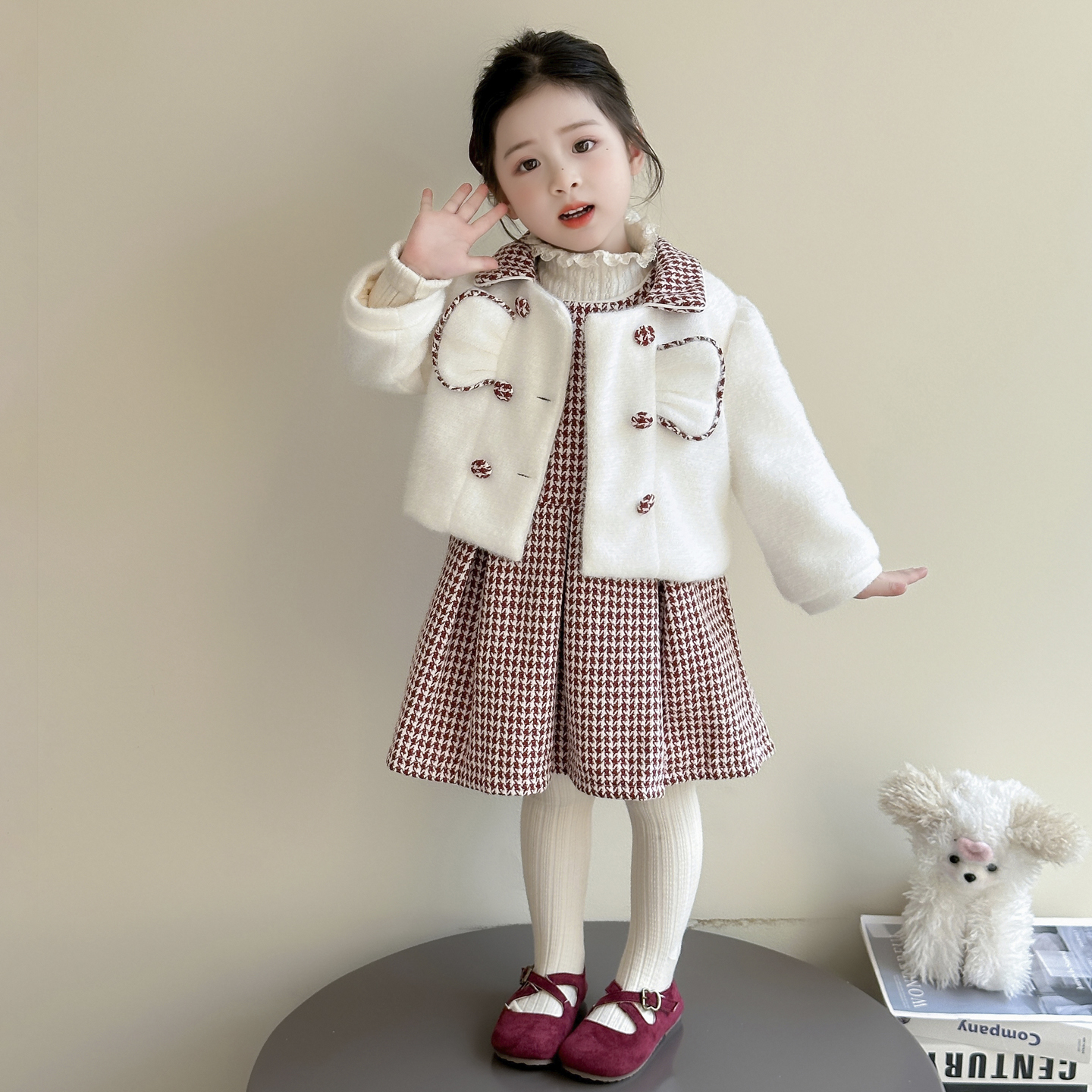 女童小香风套装连衣裙秋冬2025新款宝宝洋气两件套冬装加厚套装裙