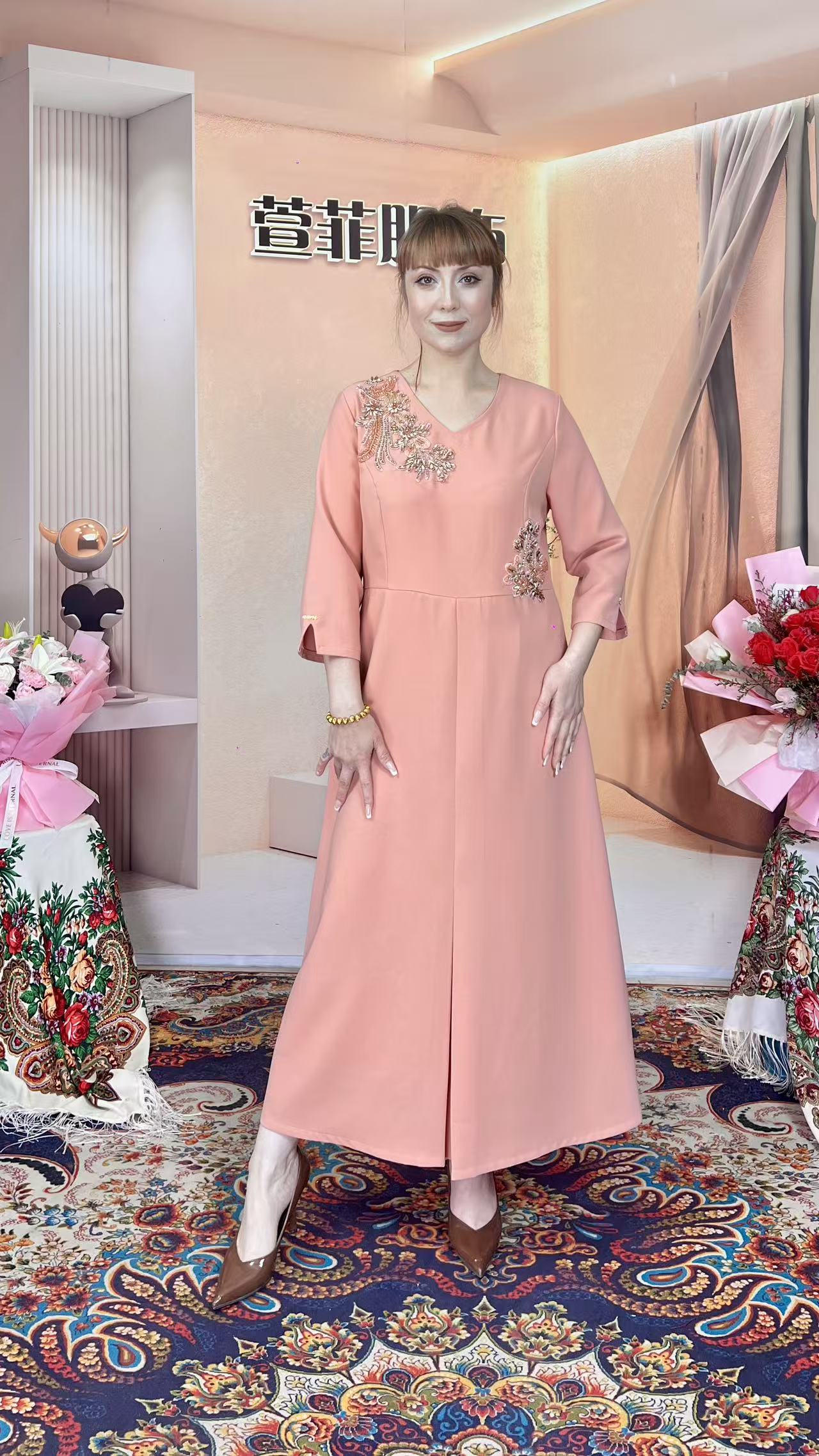 萱菲高定礼服裙巴黎扎大码宴会裙冬季时尚秋冬8003