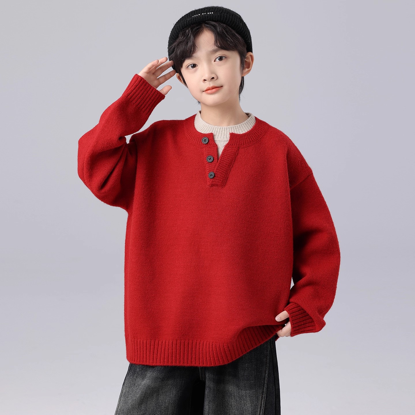 男童秋装假两件毛衣2025新款秋季上衣中大童儿童男孩春秋款痞帅潮