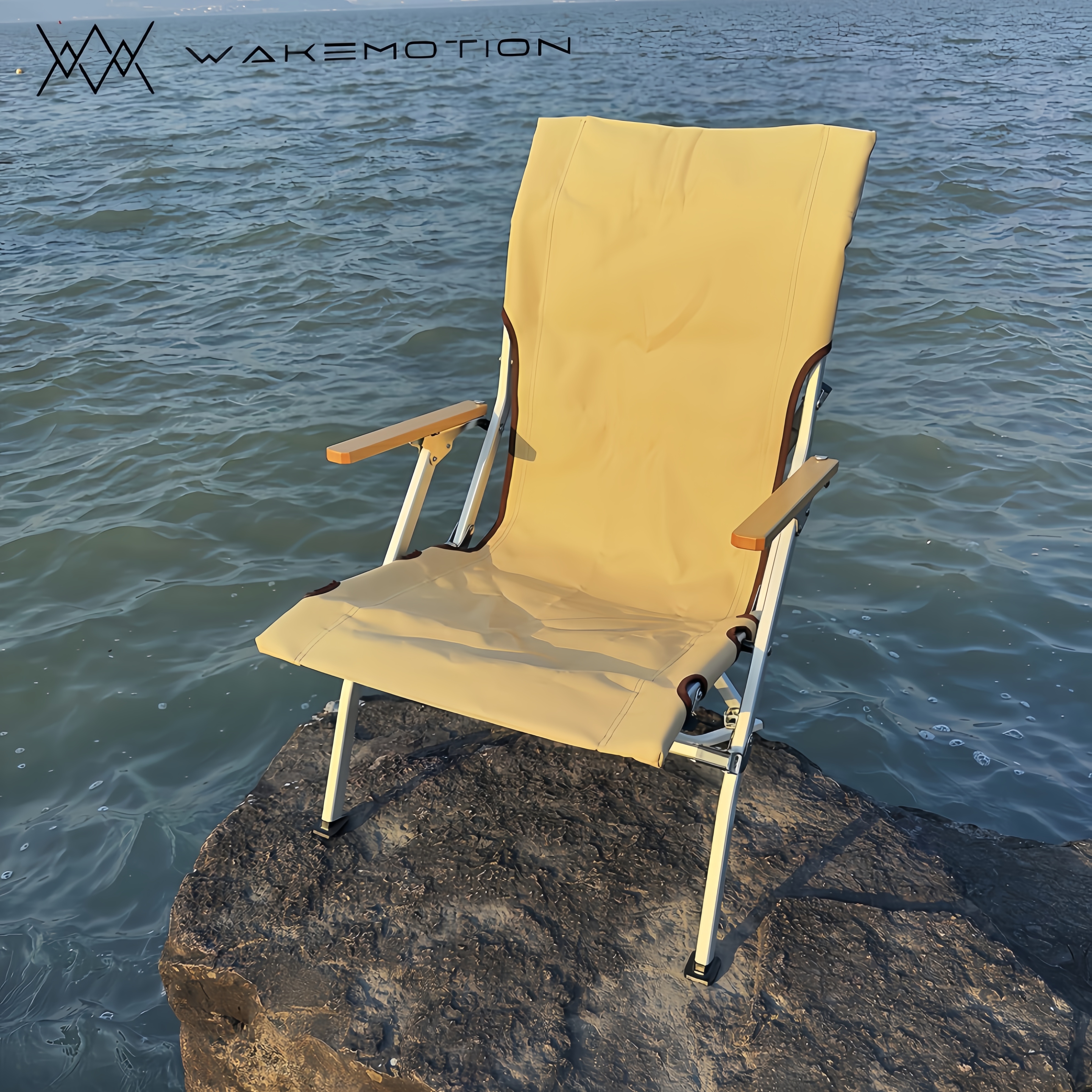 WakeMotion露营海狗椅高品质高背座椅铝合金折叠椅舒适榉木高承重