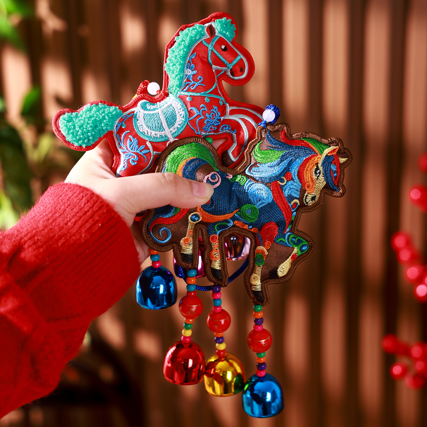 新年青花马挂饰车内家居装饰创意风铃马年喜庆包包挂件