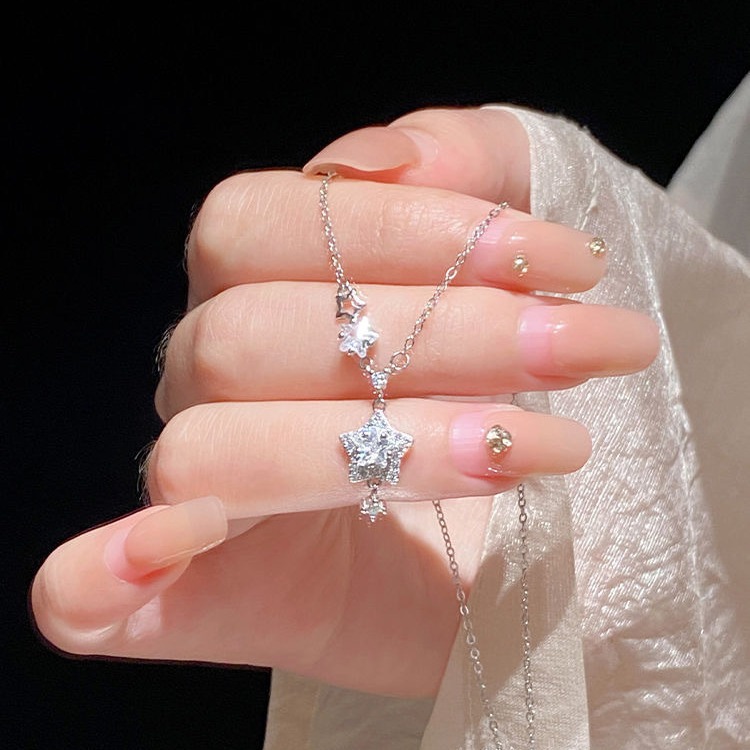 坠链均足银 足银999吊坠星星项链女轻奢高级感气质时尚百搭简约