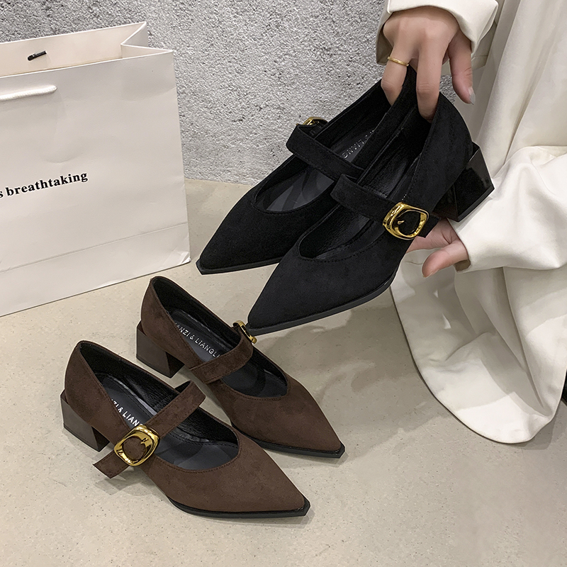 2025秋季新款晚晚风不累脚女款单鞋玛丽珍法式尖头小高跟秋款女鞋