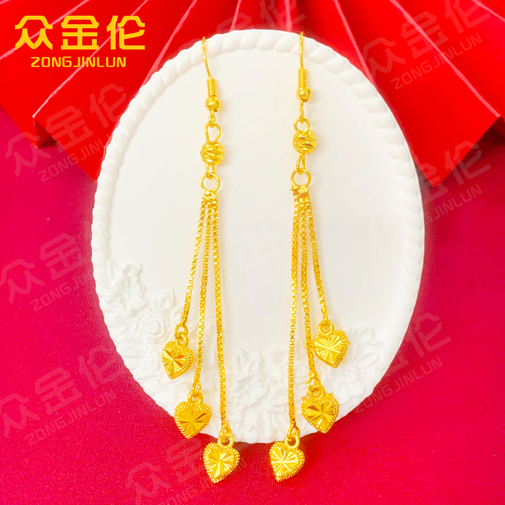 铜合金耳饰 时尚气质款【三线流苏爱心耳钩】