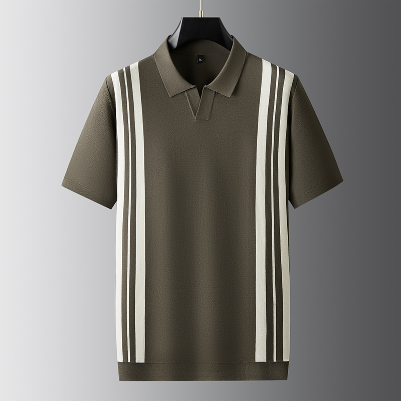 大码时尚秋季男士轻奢修身翻领商务休闲短袖针织POLO衫秋冬上新FP