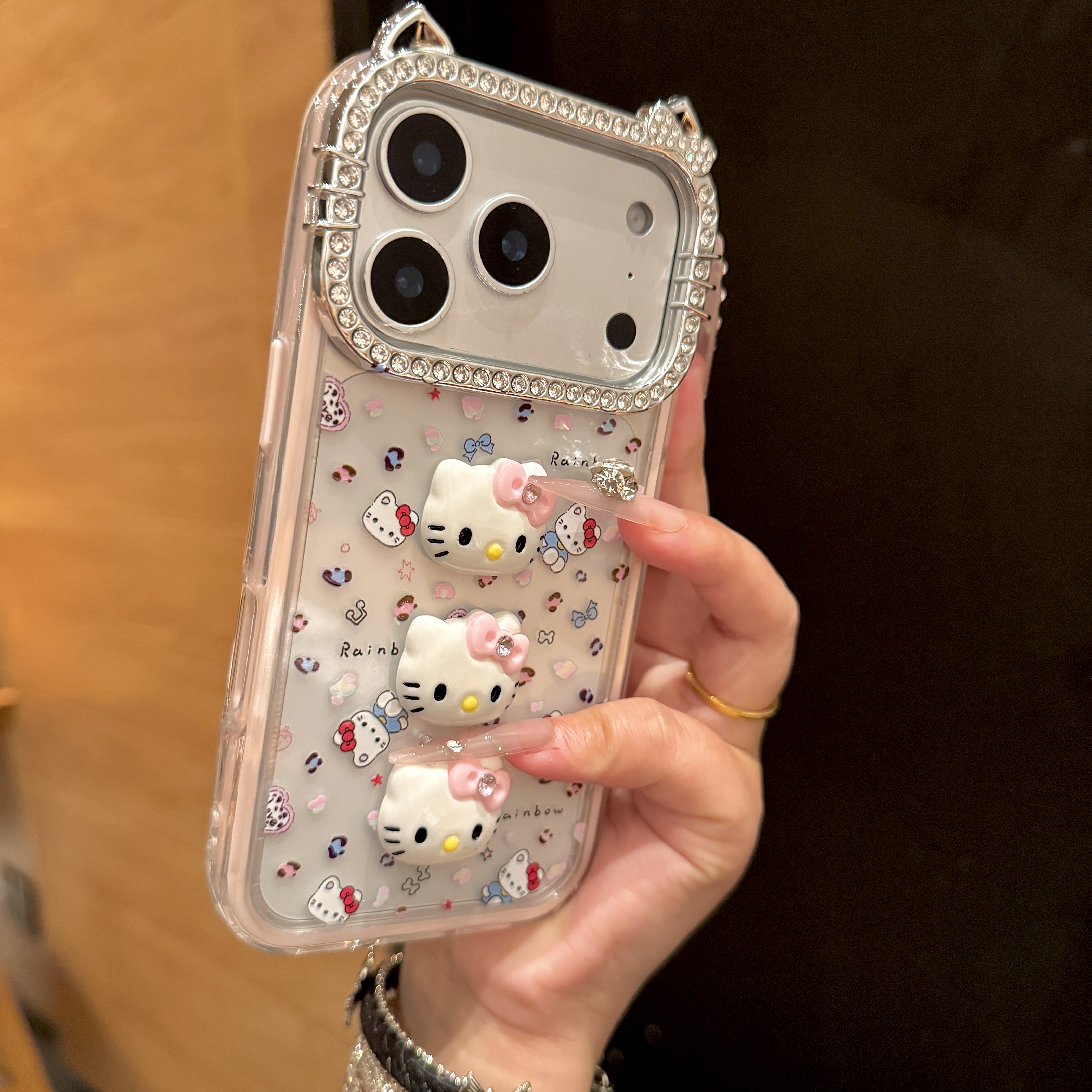 新款简约透明立体KT猫适用于iPhone17promax手机壳苹果16防摔15