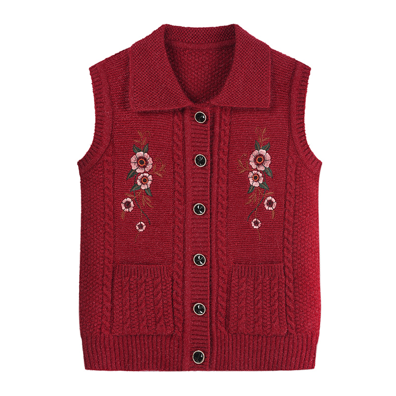 中老年人马甲毛衣春秋坎肩针织衫老人背心奶奶秋冬开衫马夹外套女