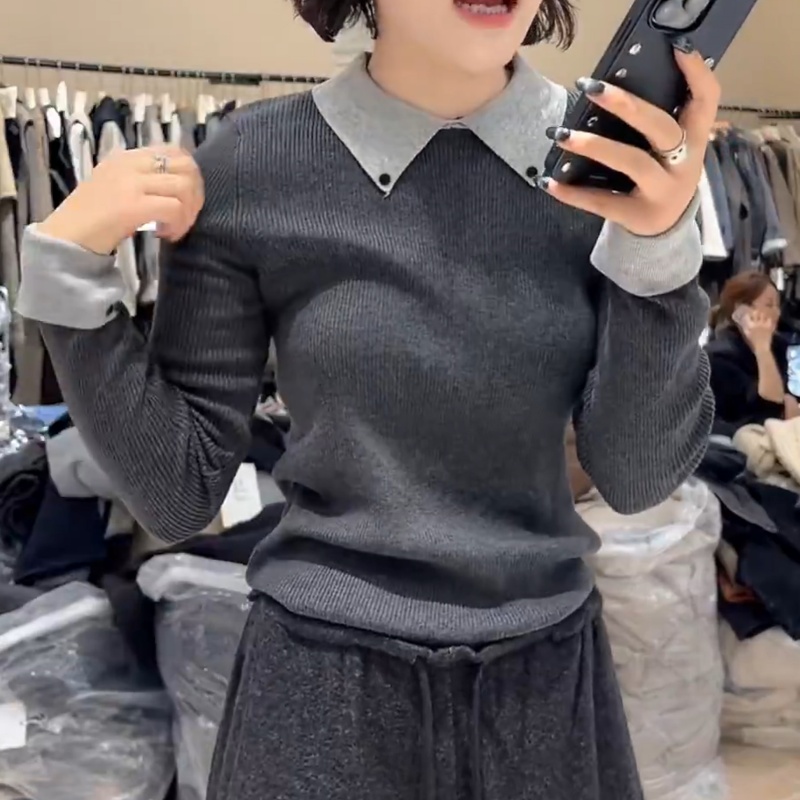 2025新款气质显瘦拼接POIO领假两件上衣LK2506959